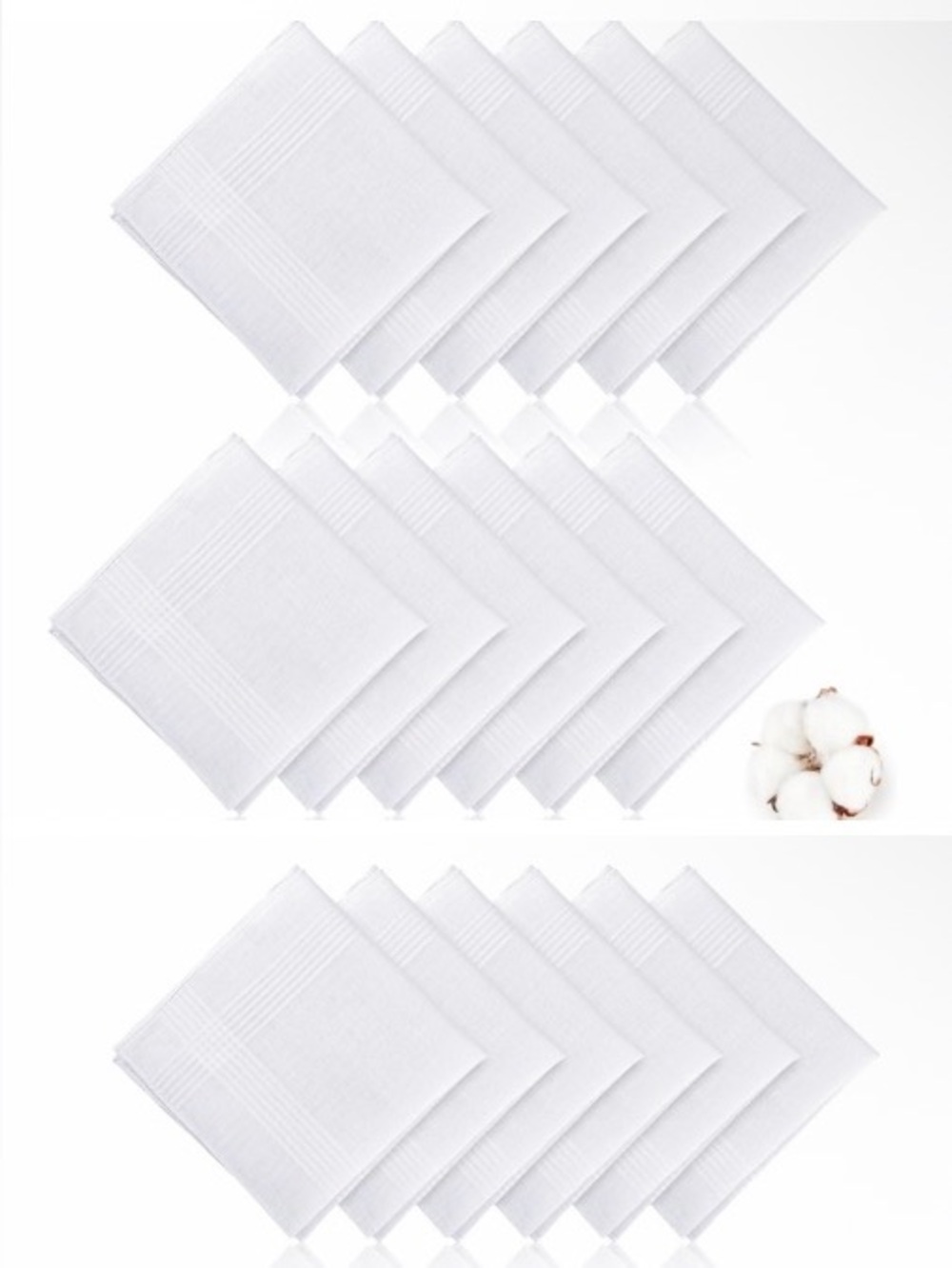 Classic White Cotton handkerchiefs/napkins - Set of 18